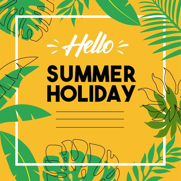 Summer time flat design with floral and tropical element