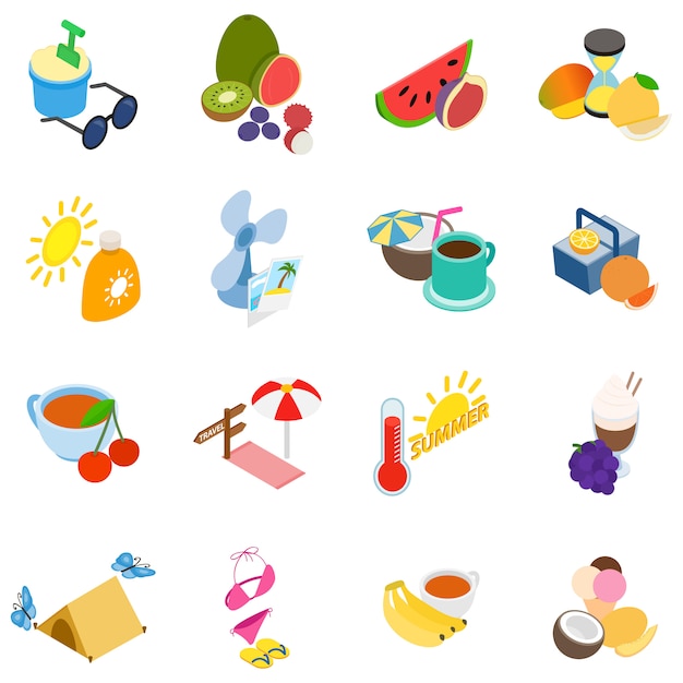 Summer time icon set