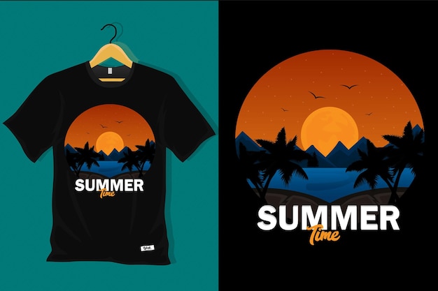 Summer Time Retro Vintage T Shirt Design