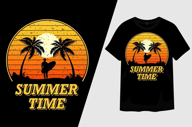 Summer Time Retro Vintage T Shirt Design