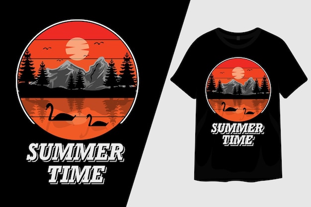 Summer Time Retro Vintage T Shirt Design