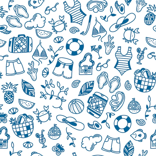 Summer time seamless pattern for backgrounds and prints on paper or textile