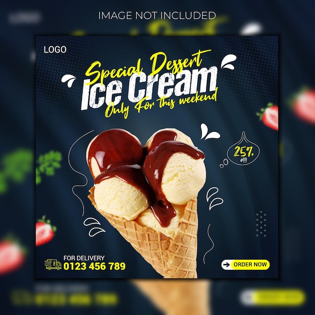 Summer time special ice cream social media instagram post template