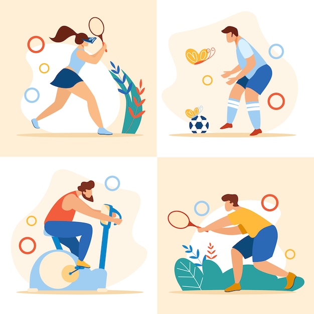 Summer Time Sport Activities Set Sports Exercises