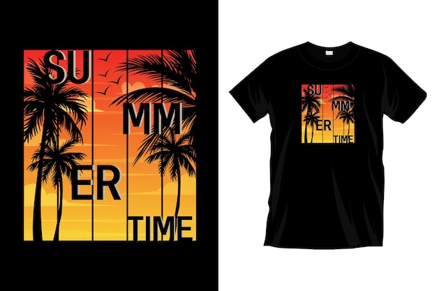 Summer time Summer Vacation tshirt design Vector tshirt design beach sunset retro vintage