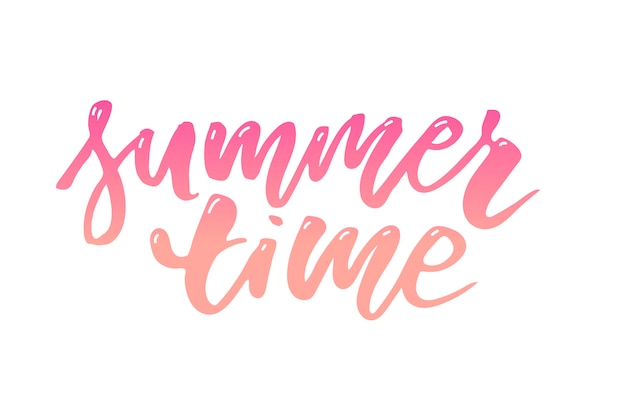 Summer time text lettering calligraphy letters black