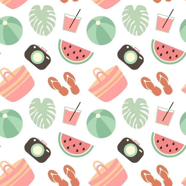 Summer time vacation Beach holiday seamless pattern Watermelon slice cocktail tote bag camera