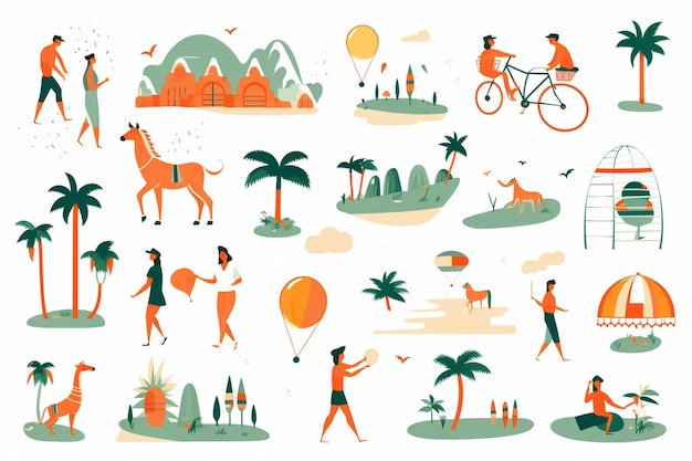 Vector summer travel themed vector illustrations