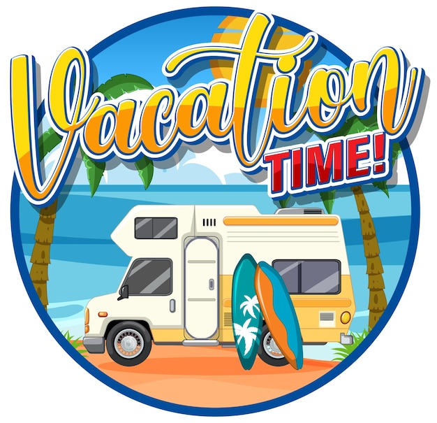 Summer travel vacation logo concept with motorhome