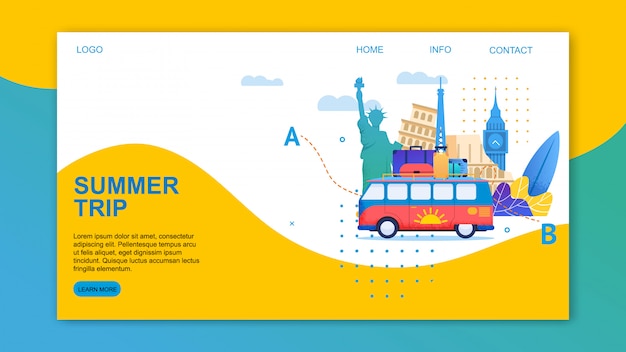 Summer Trip by Bus through Europe Landing Page template