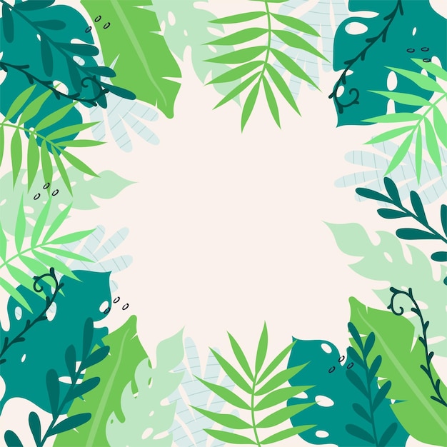 Summer tropical background with leaves and plants