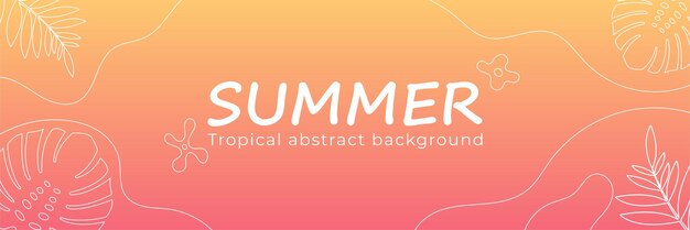 Vector summer tropical background with white line leaf minimalistic abstract background vector illustration