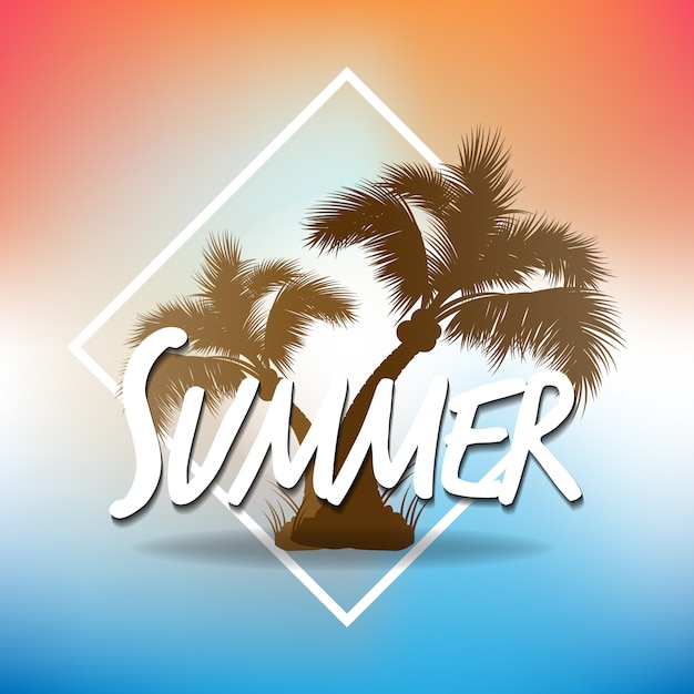 Summer tropical backgrounds with palms