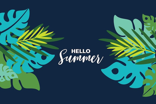 Summer tropical banner with palm leaves