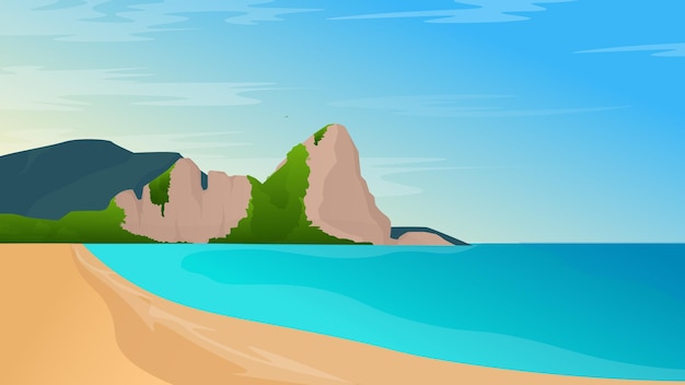 Summer tropical island beach landscape vector illustration