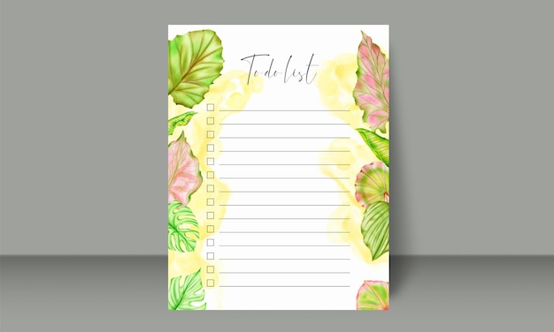 Summer tropical leaves to do list template