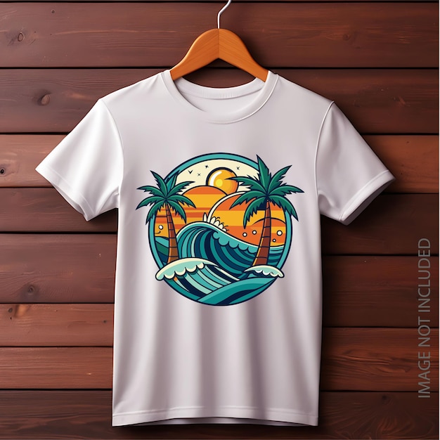 Summer tshirt design Miami sticker Palms sun beach Summer travel vacation Vector illustration