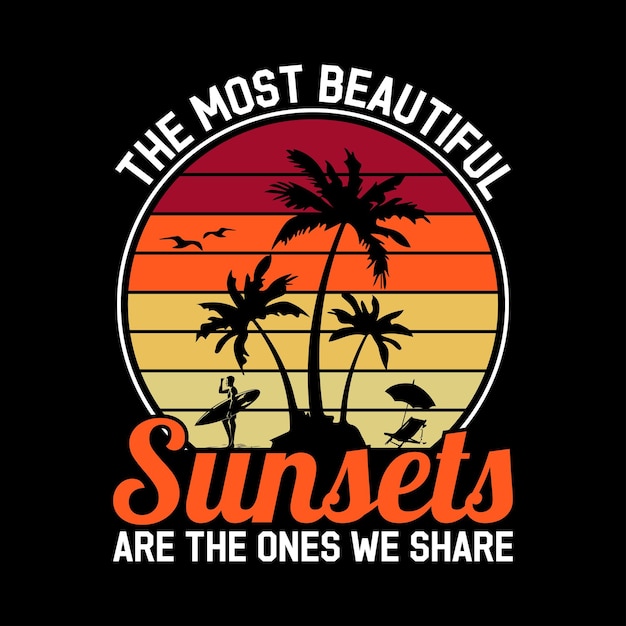 summer tshirt design vector sunset retro vintage Summer apparel concept