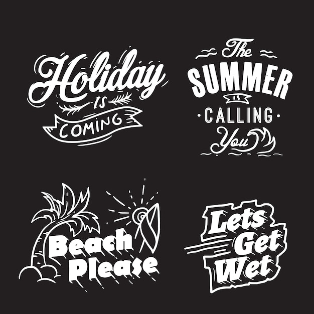 Summer typography and holiday words