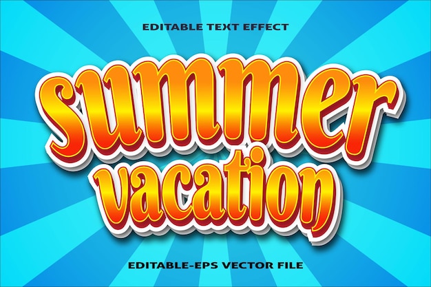 Summer vacation editable text effect 3d emboss style design