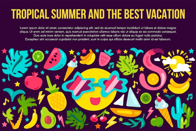 Summer vacation flat banner template