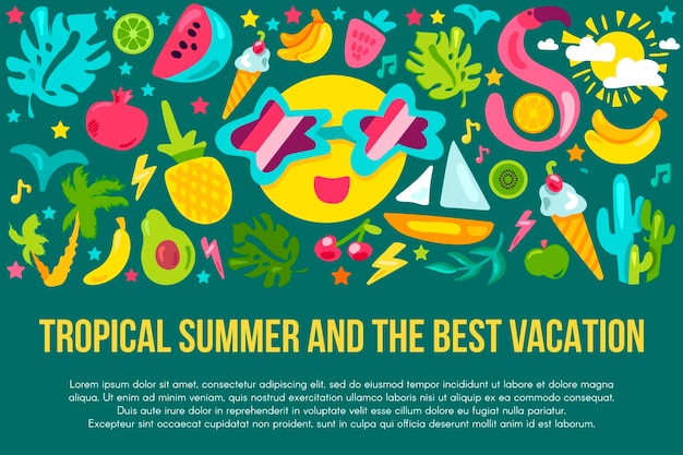 Summer vacation flat banner template