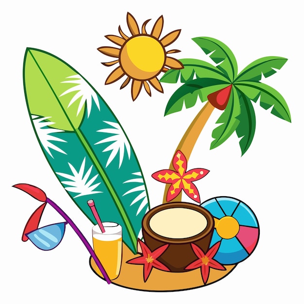 Vector summer and vacation icon set on a isolated white background 3