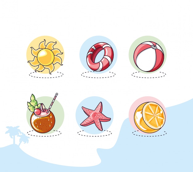 Summer and vacation icon set