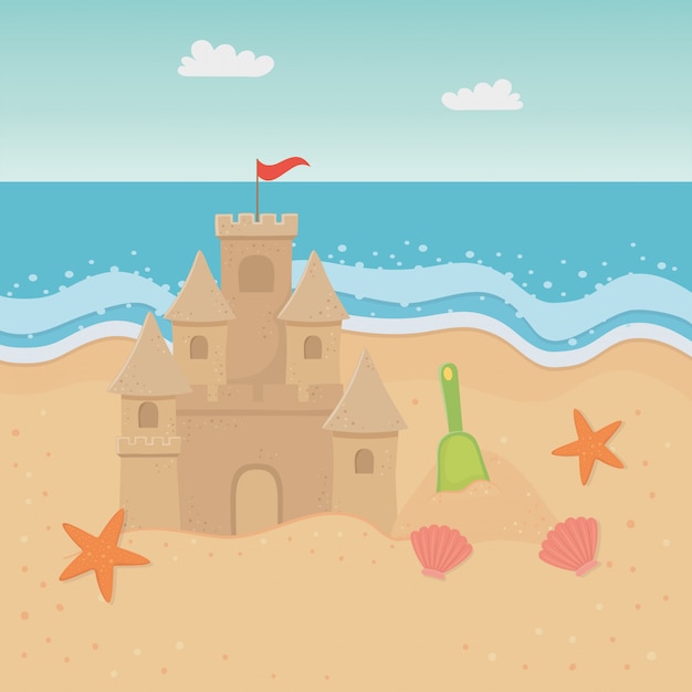 Vector summer and vacation illustration with beach elements design