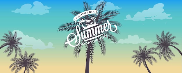 summer vacation square flyer template with palm tree