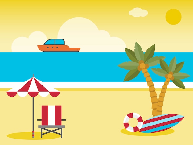 Summer vacation, Summer beach illustration