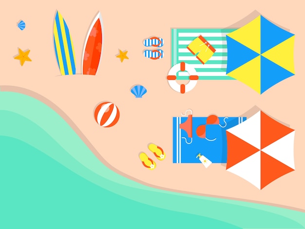 Summer vacation, Summer beach illustration