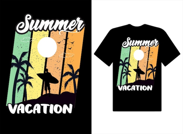 Summer vacation tshirts Design vintage summer illustration and vector