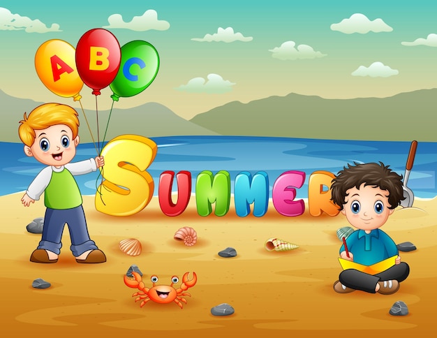 Summer vacation with children on the beach