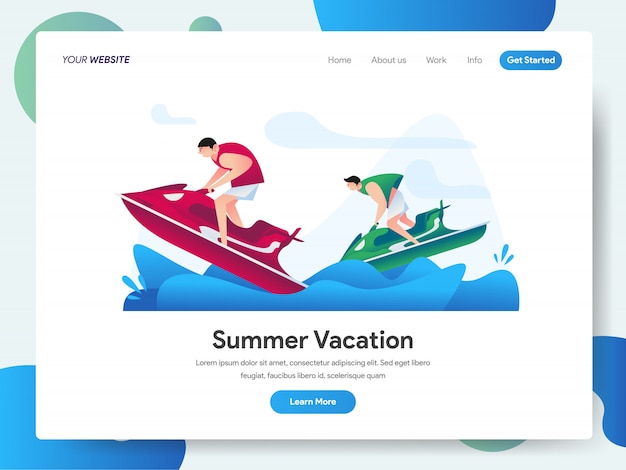 Summer Vacation with Jet Ski Water Sport banner for landing page