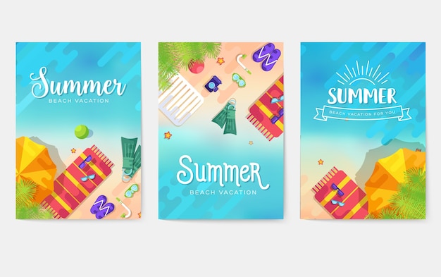 Summer vecetion time cards set