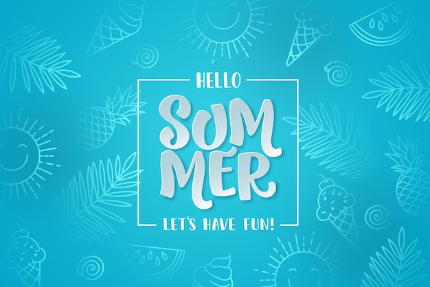 Summer vector background design Summer hello greeting text in blue abstract space for tropical