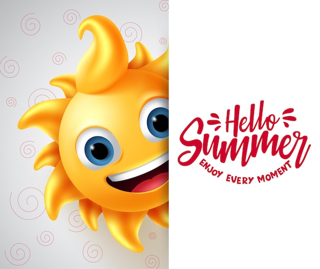 Summer vector banner template Hello summer enjoy every moment text in white space