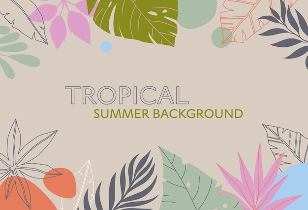 Summer vector illustration in trendy flat style with copy space for text