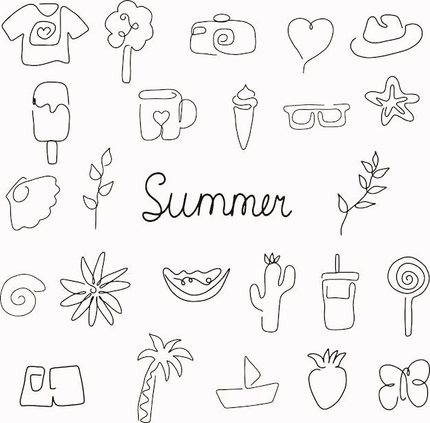 Summer vector illustrations in doodle style