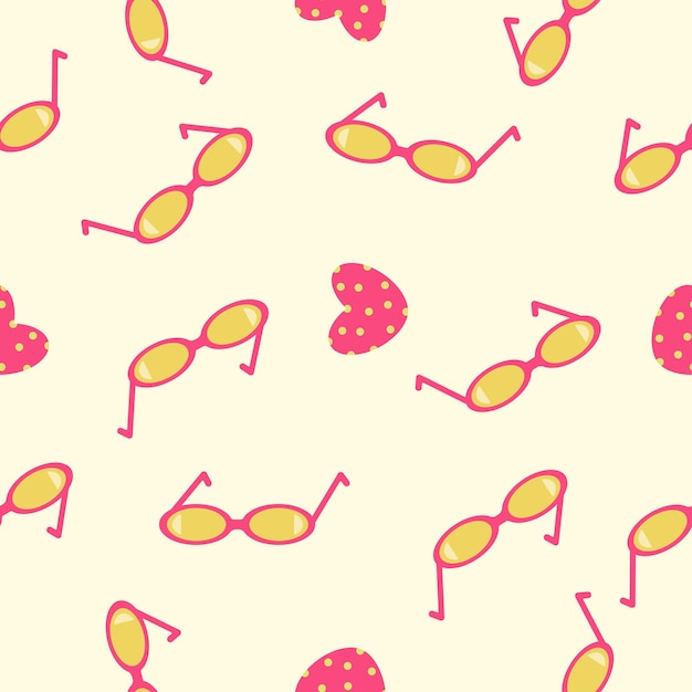 Summer vector pink sunglasses seamless pattern