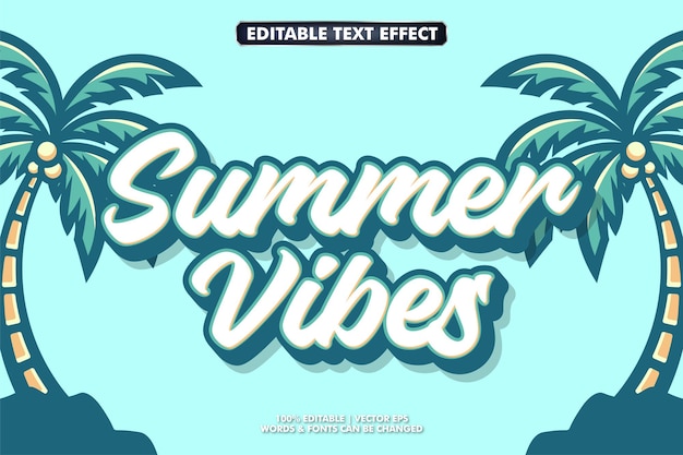 summer vibes editable text effect with background