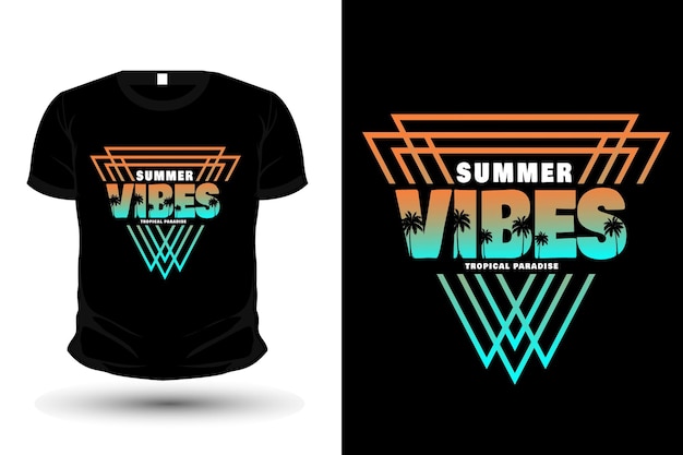 Summer vibes merchandise typography t shirt mockup design