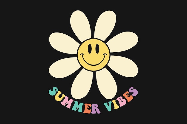 Summer Vibes Retro Smile Flower T-shirt