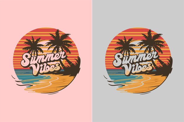 Vector summer vibes silhouette vector illustration typography