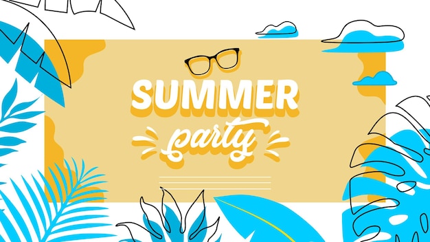 Summer Vibes Summer Time banner for summer time with floral and tropical flat design