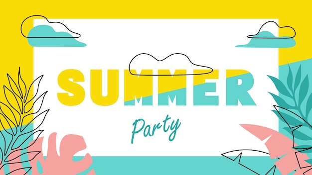 Summer Vibes Summer Time banner for summer time with floral and tropical flat design