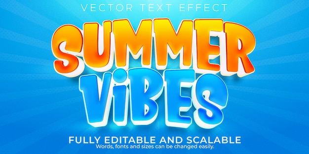 Summer vibes text effect editable beach and sun text style