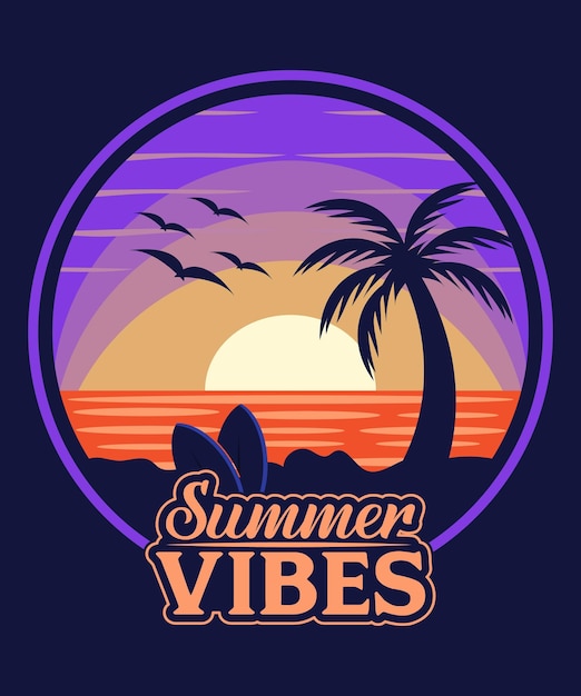 Summer Vibes TShirt Design Template