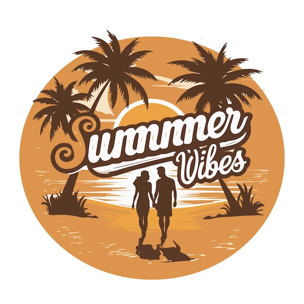 Vector summer vibes tshirt typography design for couple